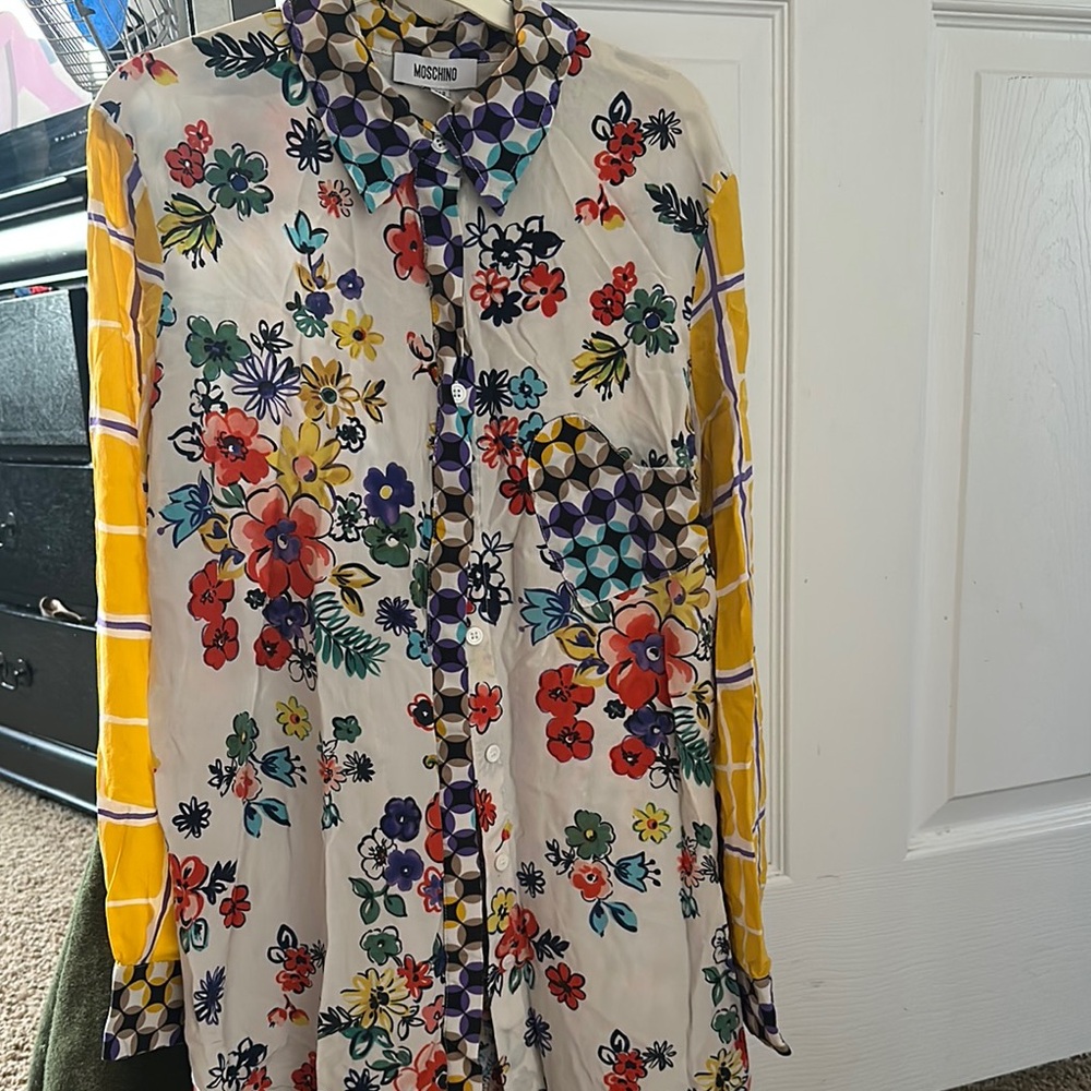 Moschino Multicolor Floral and Geometric Blouse